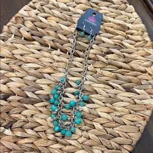 Vintage Paparazzi Silver Necklace with Turquoise Beads